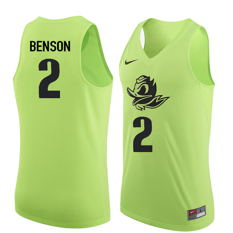 Men Oregon Ducks #2 Casey Benson College Basketball Jerseys Sale-Electric Green